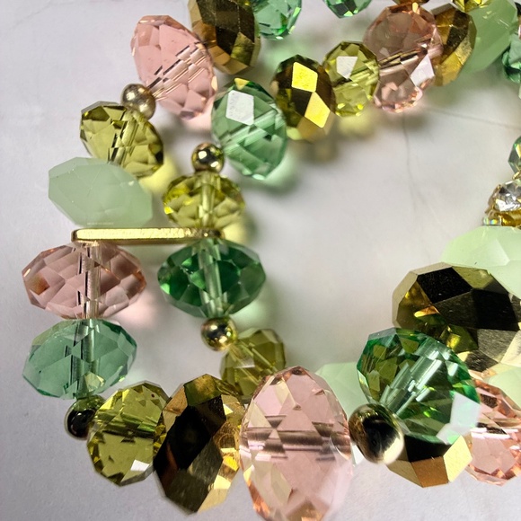 Multi-colored Stretch Crystal and Glass Bracelet - Picture 5 of 6